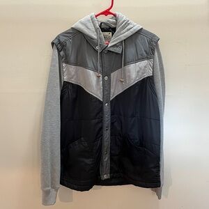 Stylish Black and Gray Hooded Puffer Jacket